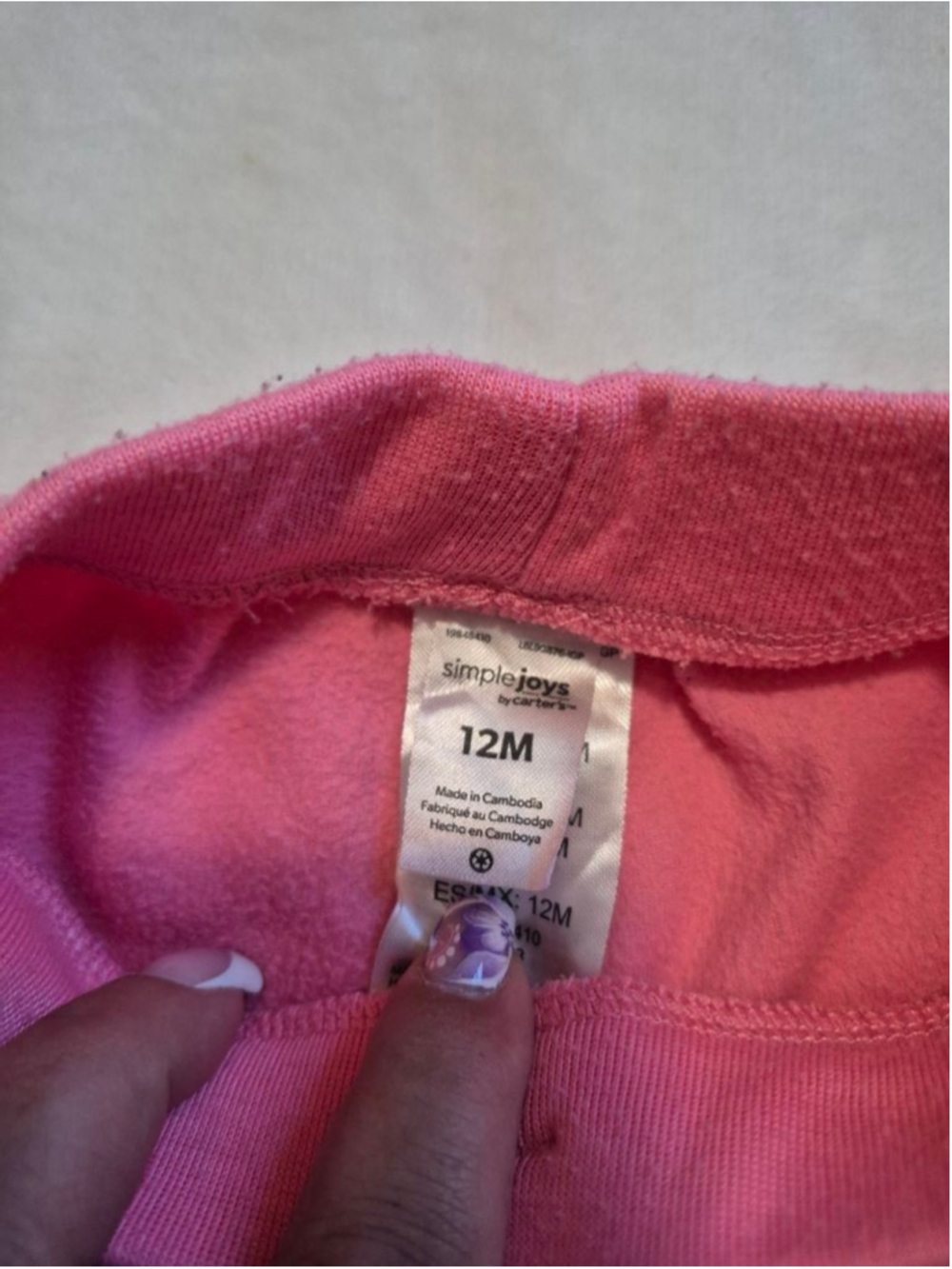 Baby Simple Joys by Carter's Sweatpants & Joggers 12 Months Pink Black - Picture 6 of 8